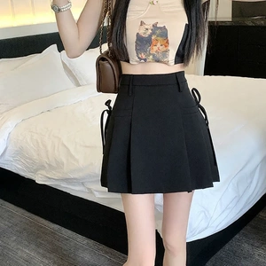 夏季韩版新款不规则半身裙女高腰显瘦小众百褶裙防走光A字裙