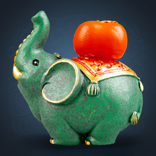 逗兽记创意柿柿吉象如意象彩金青砂石茶宠摆件国潮中式家居装饰品