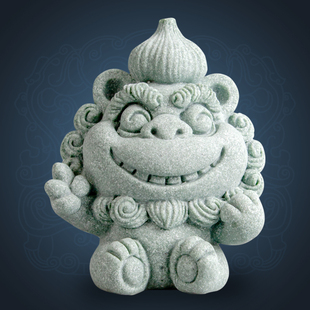 青砂石创意中式胜算在握风狮爷茶宠摆件家居桌面鱼缸盆栽景观装饰