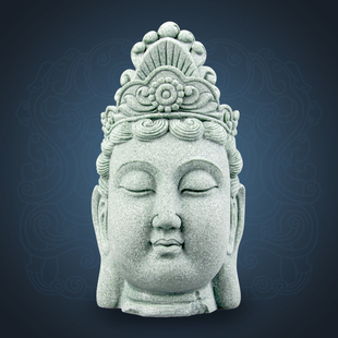 创意新中式佛首普贤菩萨茶玩摆件玄关鱼缸造景书房办公室茶台装饰