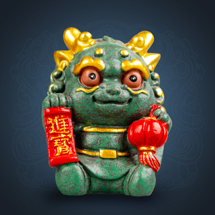 中式瑞兽麒麟财子进宝添灯店铺茶宠摆件伴手礼家居客厅桌面装饰