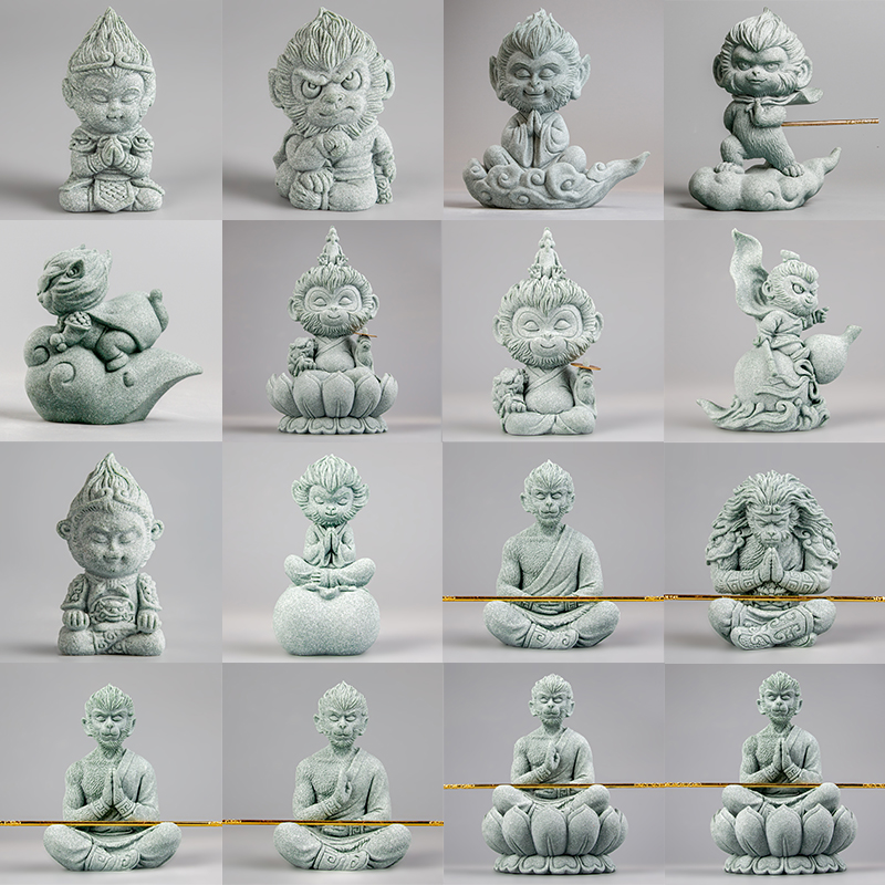 青砂石孙悟空大圣茶宠摆件桌面装饰高档创意鱼缸假山造景家居装饰