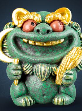 逗兽记青砂石摆件国潮桌面茶宠