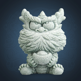 逗兽记 青砂石瑞兽笔架装饰品摆件毛笔搁笔托文房四书法镇纸摆件