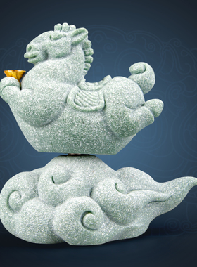 逗兽记青砂石摆件国潮桌面茶宠