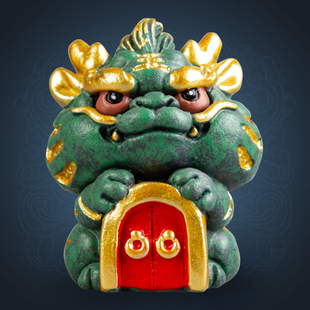 中式青砂石祥龙萌龙九子狴犴摆件客厅办公室桌面玄关茶桌装饰品