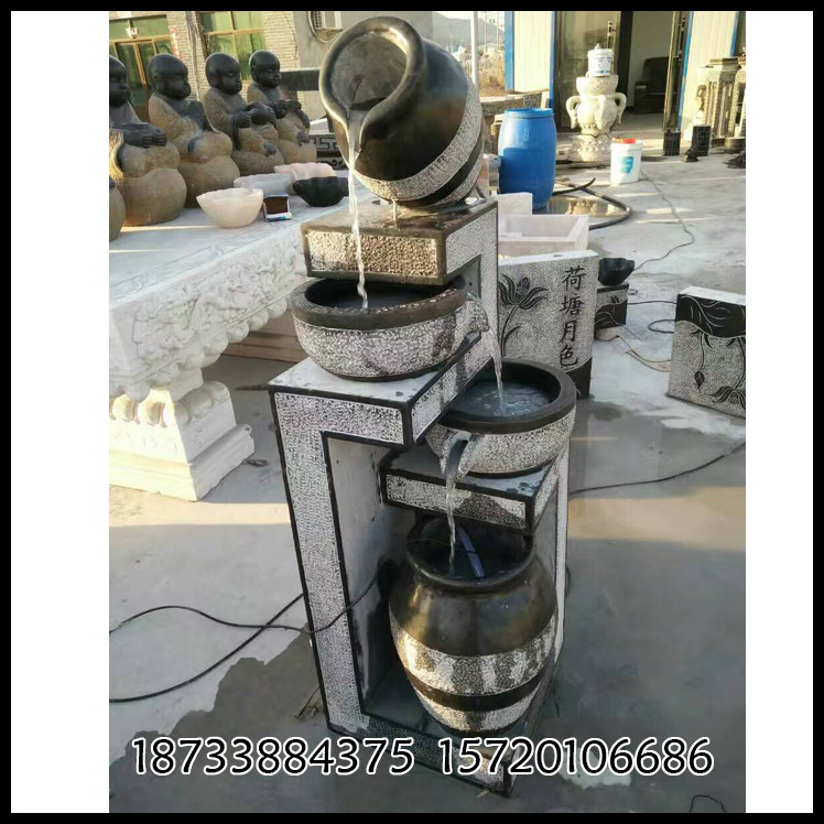 石雕流水盆洗手盆 青石仿古水槽加湿器 天然做旧鱼缸花盆室内景观