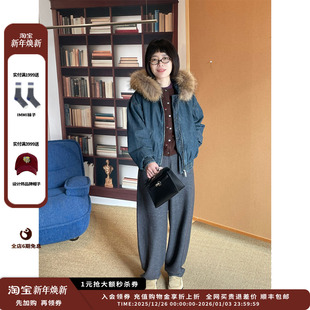 斜纹羊毛针织布弧形裤 25AW 设计师品牌WHM JULY 现货