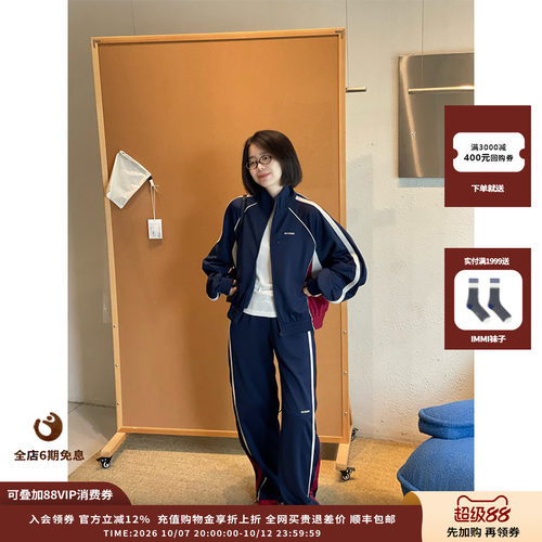 WE11DONE25AW海军蓝女式运动裤