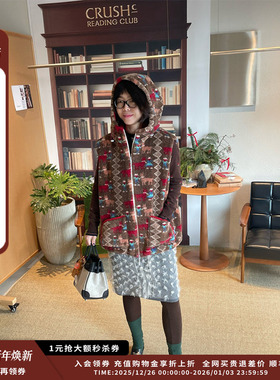 【现货】设计师品牌 Puzzle Piece 26PS Fluffy印花连帽马甲