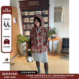 现货 26PS 设计师品牌 Piece Fluffy印花连帽马甲 Puzzle