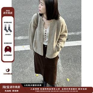 24AW现货绒面羊皮前开衩中长半裙MWDFWLSK0379A IMMI 现货