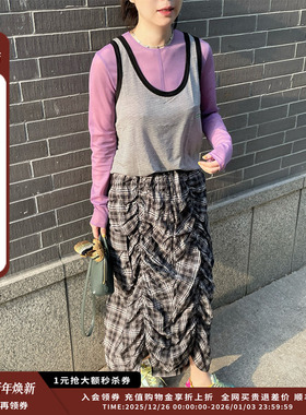 【现货】设计师品牌OIIORIRI 25SS 格纹抽皱长裙JULY