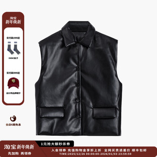 25AW黑色PU棉服马甲JULY 设计师品牌ETHOR 现货