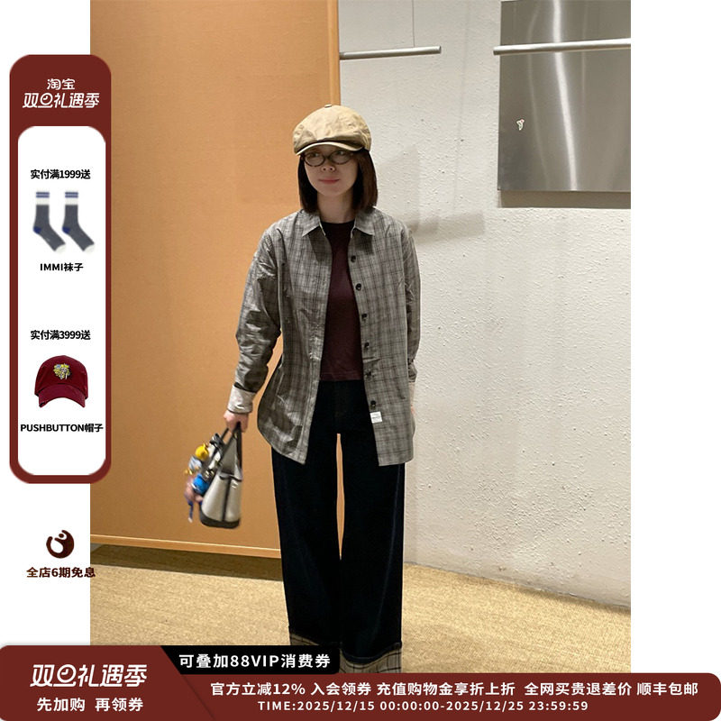 【新品】设计师品牌SHORT SENTENCE 25AW 格纹宽松衬衫JULY