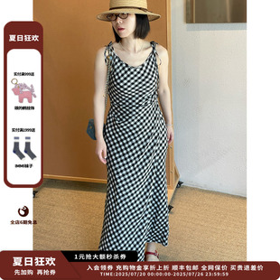 25SURPLUS格纹系带吊带连衣裙MWESSWDS0475X 新品 品牌IMMI