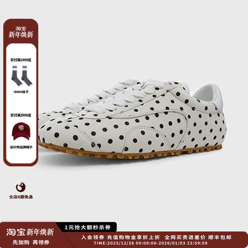 新品运动女式牛毛皮波点德训鞋