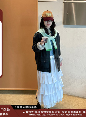 【现货】设计师品牌shao xii 25AW水洗做旧真皮夹克JULY