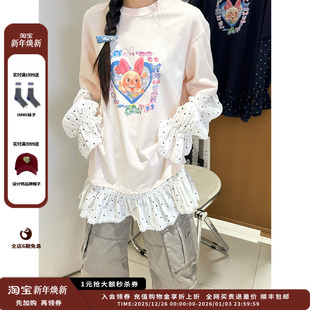 现货 波点拼接假两件长袖 设计师品牌SELALAGU OITMMTIO 上衣