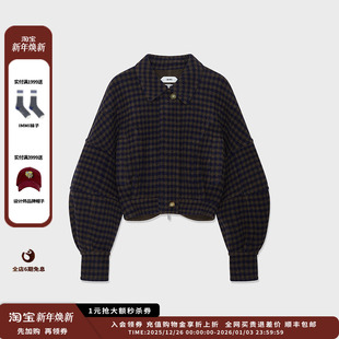 现货 格纹羊绒呢短款 设计师品牌 25AW 夹克MWEFWWJK1354X IMMI