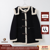 品牌IMMI 现货 25AW羊绒双面呢拼羊羔毛连帽大衣MWEFWWCO1384X