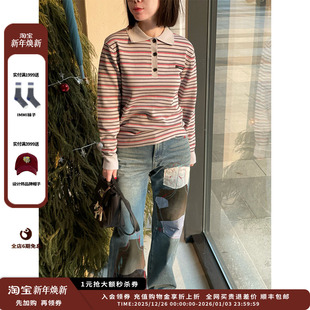 25SS条纹POLO领长袖 SENTENCE 设计师品牌SHORT 针织衫 新品