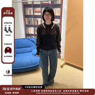 25AW拼接灰色polo针织长袖 设计师品牌ETHOR JULY 现货