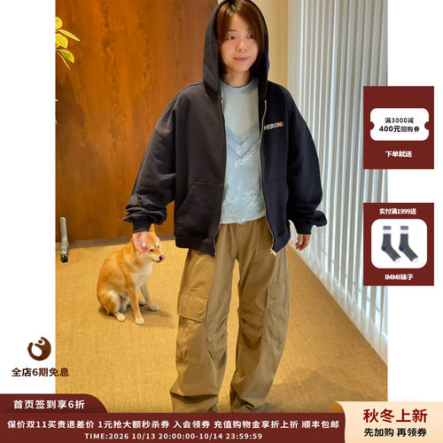 WE11DONE26AW宽版拉链连帽衫