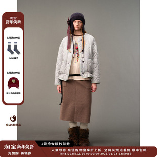 25AW 设计师品牌AUBRUINO 细格纹圆领棉服JULY 现货