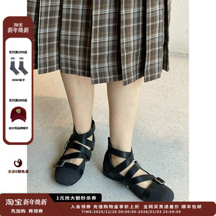 YY25SS皮革交叉带手提包芭蕾平底鞋 设计师品牌OPEN JULY 现货