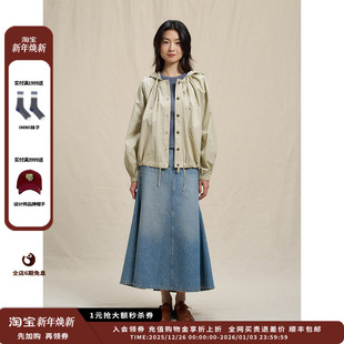 25SS细腻薄棉布抽褶连帽外套JULY 设计师品牌WHM 现货