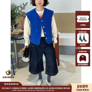 【现货】设计师品牌 PUSHBUTTON 26RS金色纽扣粗花呢马甲