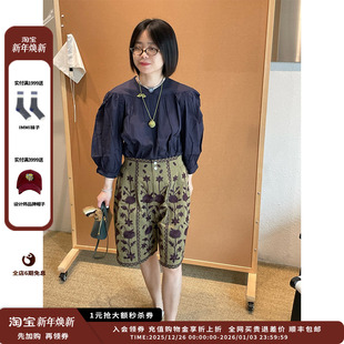 25SS复古百搭刺绣中裤 BATIK 设计师品牌ANTIK JULY 现货