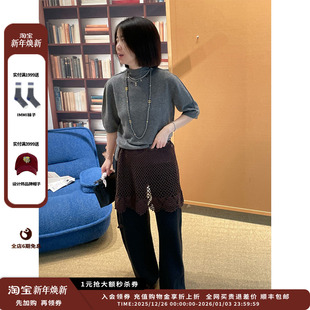 25AW后开襟高领短袖 设计师品牌YOEYYOU 毛织上衣JULY 现货