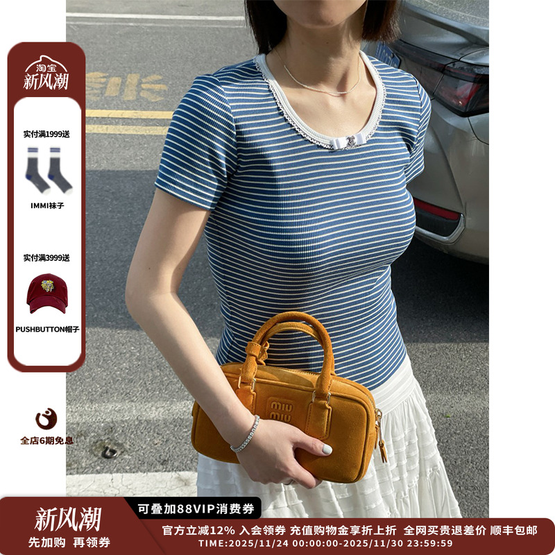 ETHOR25SS条纹蝴蝶结短袖JULY