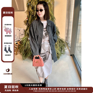 印花薄尼龙翻领短风衣JULY 新品 设计师品牌WHM 25SS新品