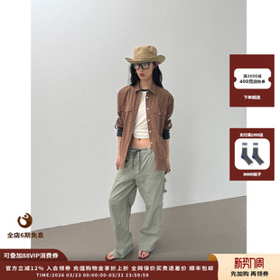 苔绿色亚麻工装 26SS 设计师品牌DUIDAO对倒 双膝长裤 现货