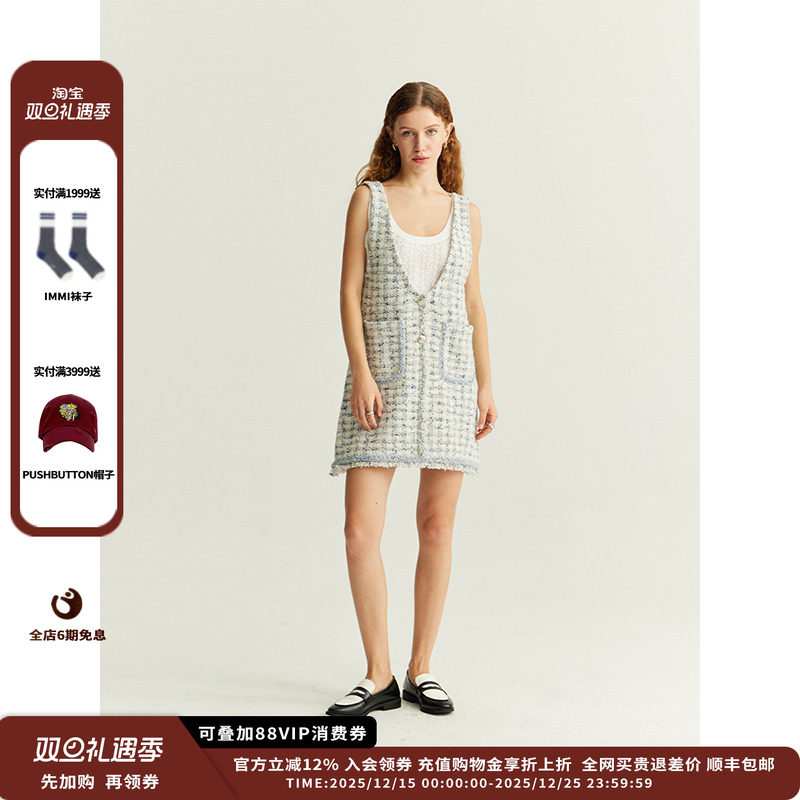 千鸟格背心连衣裙新品