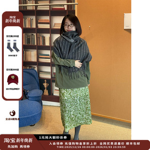 25AW 设计师品牌COEMES 绿色碎花半裙JULY 现货