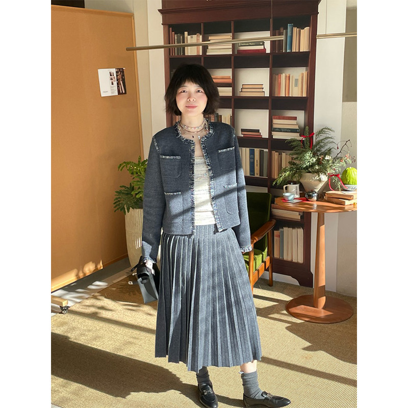 CrushCollection牛仔百褶裙