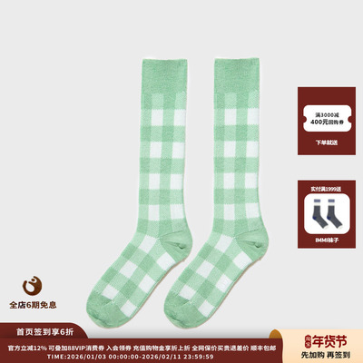 IMMI25AW羊绒格纹中筒袜