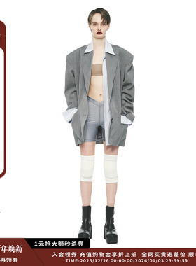 【现货】设计师品牌PUSHBUTTON 25PF 假两件拼接衬衫解构西装JULY