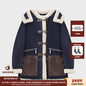 品牌IMMI 现货 25AW绒面皮拼羊羔毛连帽羽绒大衣MWEFWFCO1091X