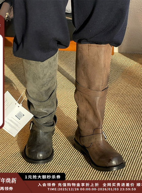 【现货】设计师品牌 NEGATIVE THREE 25AW 高短筒做旧马丁靴
