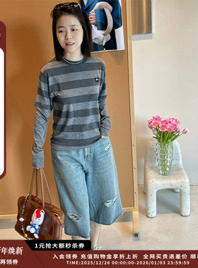 【现货】设计师品牌ETHOR 25SS条纹假两件针织长袖JULY