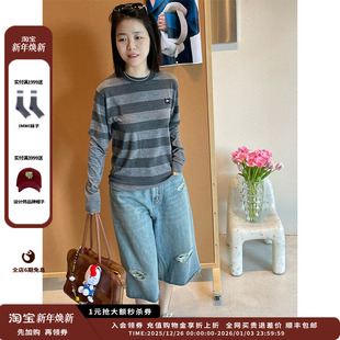 25SS条纹假两件针织长袖 设计师品牌ETHOR JULY 现货