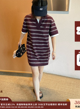 【现货】设计师品牌ICE DUST 25PF条纹POLO领短袖连衣裙JULY