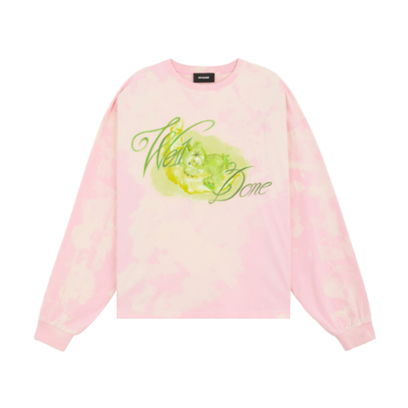 粉红色烤漆长袖T恤