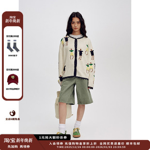 新品 饰小人圆领开衫 设计师品牌SHORT 25SS装 JULY SENTENCE
