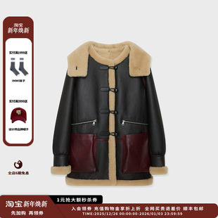 品牌IMMI25AW牛角皮袢扣皮毛一体连帽大衣MWEFWLCO1108X 现货